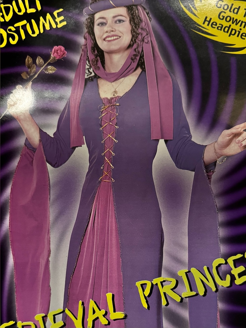 “Medieval Princess” Classic Adult Costume with Rolled Headpiece Veil